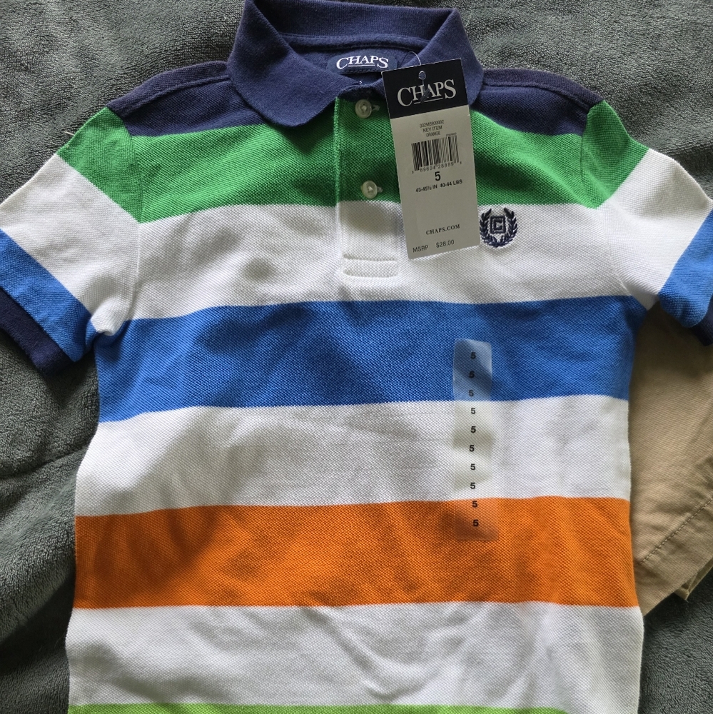 Boys Chaps striped dress polo size 5 NWT